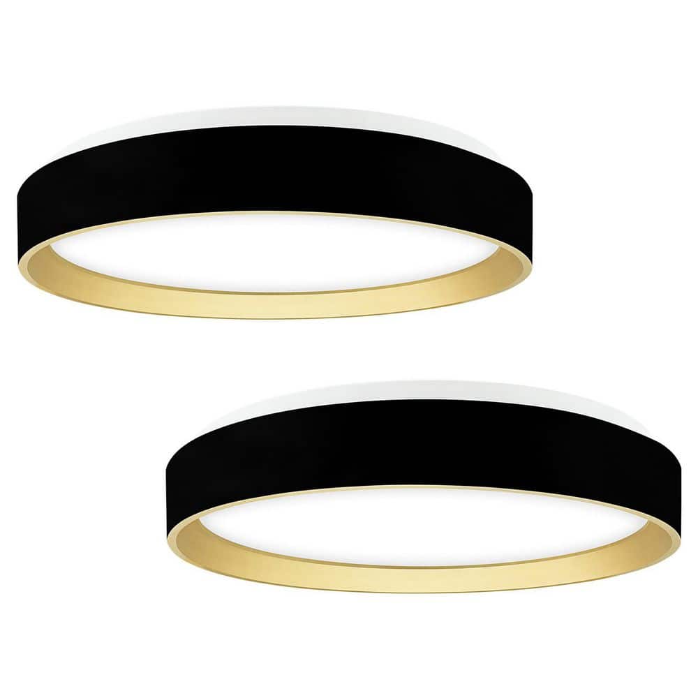 15 In. Integrated LED Round, Matte Black/Gold Flush Mount Light, 5CCT, 28W, 2000LM, CRI90, Dimmable, Damp Rated 2 Pack price history on PriceWatchPro
