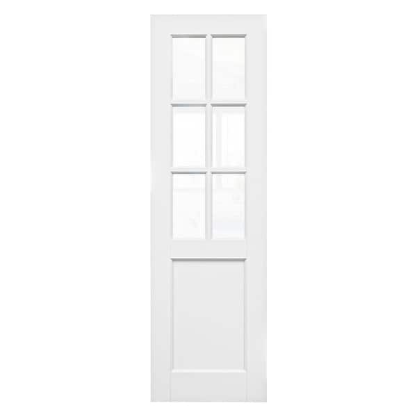 ARK DESIGN 25 in. x 80 in. Universal/Reversible 6-Lite Tempered Clear Glass and Solid Core White Primed Interior Door Slab