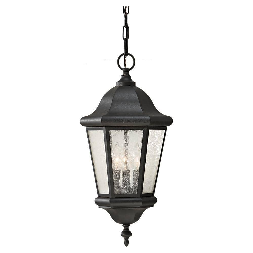 Generation Lighting Martinsville 10.25 in. W. 3-Light Black Outdoor ...