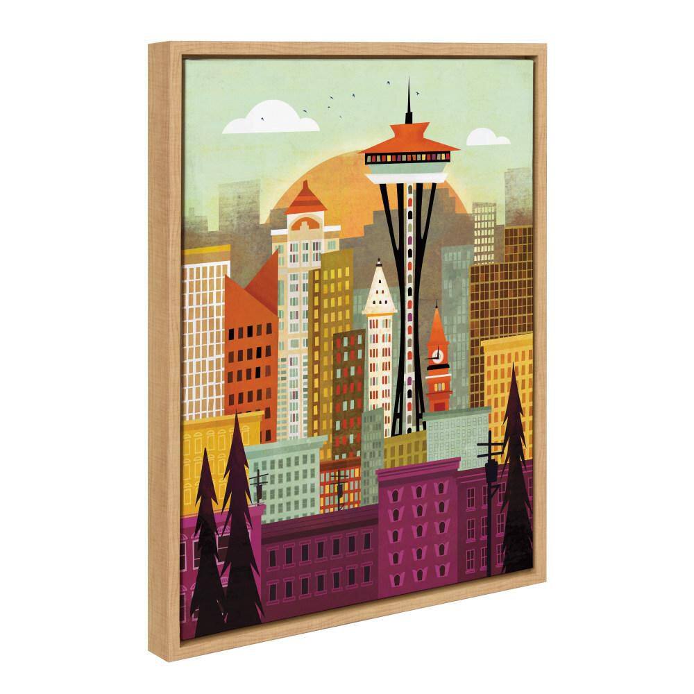 "Sylvie ""Seattle Skyline"" by Amber Leaders Designs Natural Framed Art Print 18 in. x 24 in." price history on PriceWatchPro