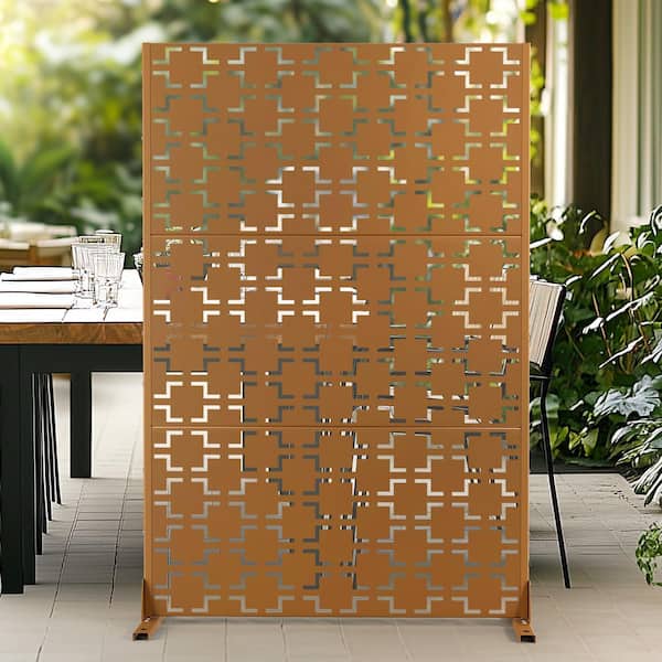 TUYOHW 72 in. H x 47 in. W Metal Privacy Screen for Deck Patio Balcony ...
