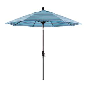 9 ft. Outdoor Market Patio Umbrella Bronze Aluminum Pole Fiberglass Ribs Collar Tilt Crank Lift in Sunbrella