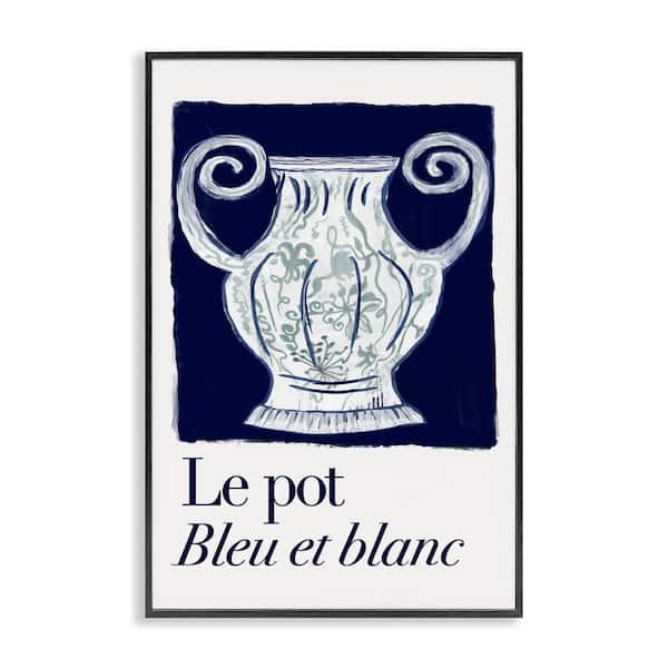 Stupell Industries Le Pot Ornate Vase by cartissi Black Framed Typography Giclee Art Print 24 in. x 16 in.