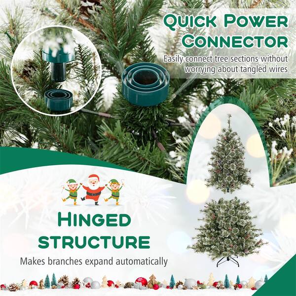 Costway 9 ft. Green PreLit Artificial Christmas Tree with