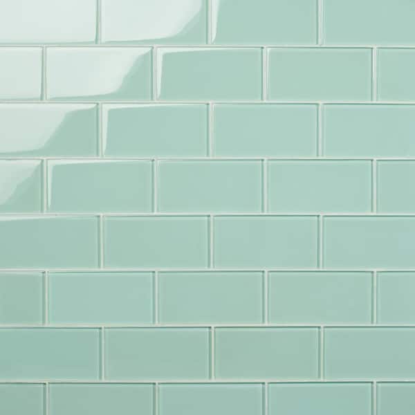 Ivy Hill Tile Contempo Spa Green 3 in. x 0.31 in. Polished Glass Wall Tile Sample