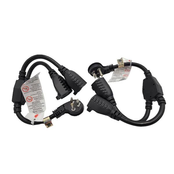 14 in. 2-Outlet Low Profile Flat Angled Power Cord 1-to-2 Splitter