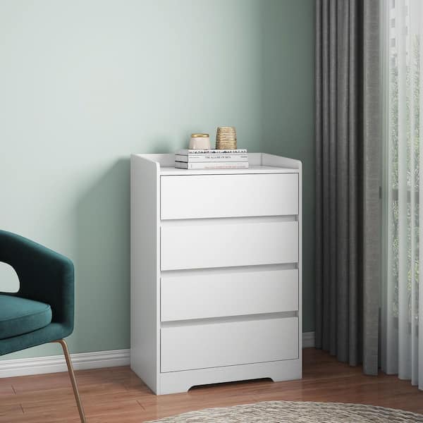 GOGEXX 25.6 in. W White 4 Drawer Dresser Chest of Drawers for