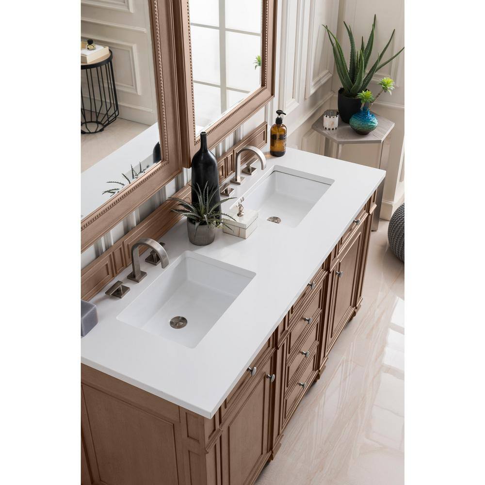 Bristol 60" Double Vanity in Whitewashed Walnut with Quartz Top