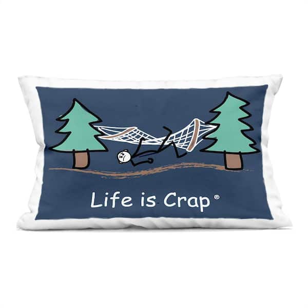 Stupell Industries Life Is Crap Hammock Blue Print Polyester 14 in. x 20in. Throw Pillow
