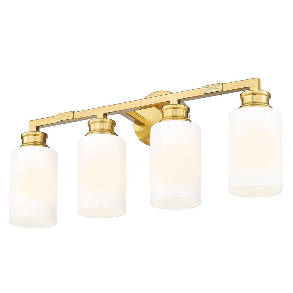 23.4 in. 4-Light Brushed Gold Modern Vanity Light with Frosted White Glass Shade price history on PriceWatchPro