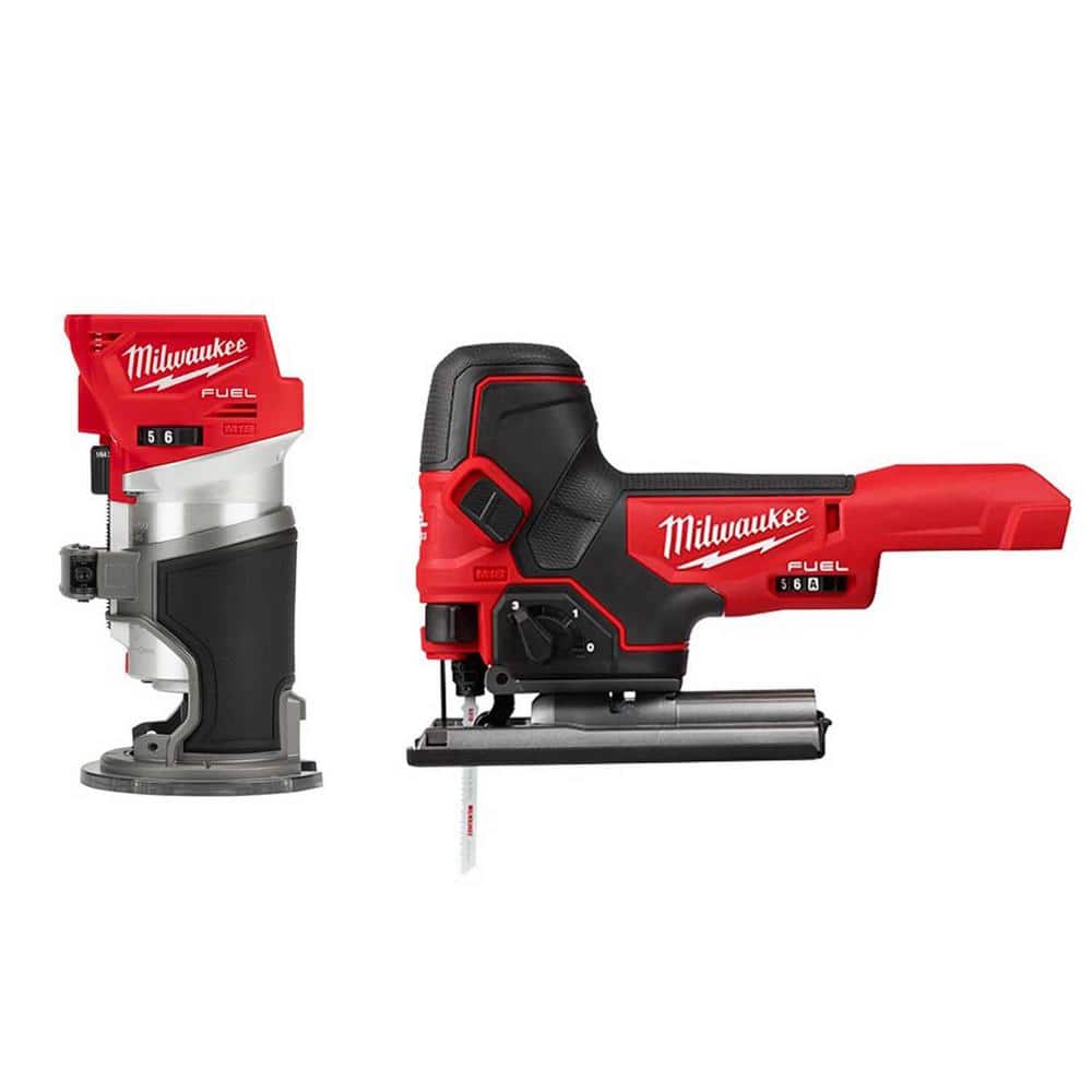 Milwaukee M18 FUEL 18V Lithium-Ion Brushless Cordless Compact Router and Barrel Grip Jig Saw Set (Tool-Only) -  2723-20-273M