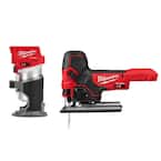 M18 FUEL 18V Lithium-Ion Brushless Cordless Compact Router and Barrel Grip Jig Saw Set (Tool-Only)
