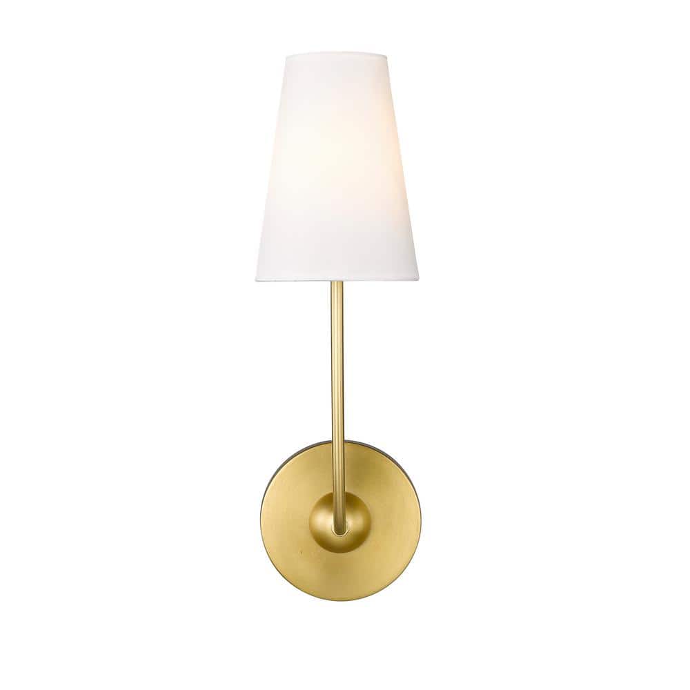 Shannon Brass and White Fabric Shade Wall Sconce