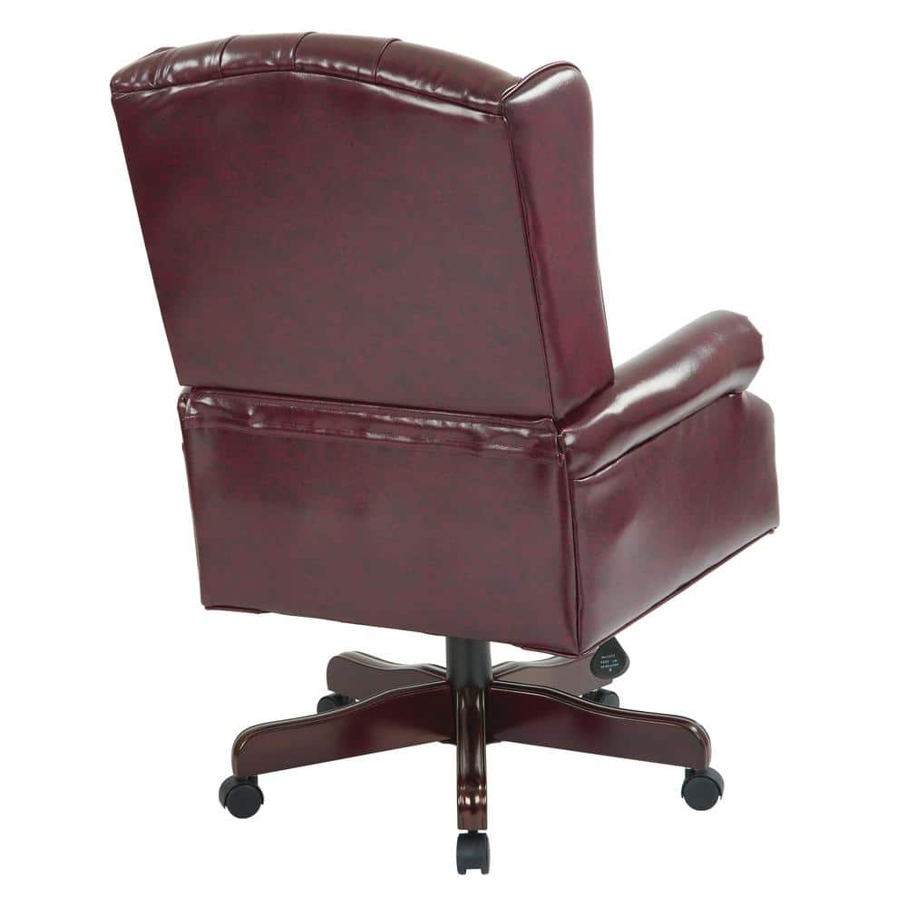 Brown High Back Executive Swivel Chair with Mahogany Base