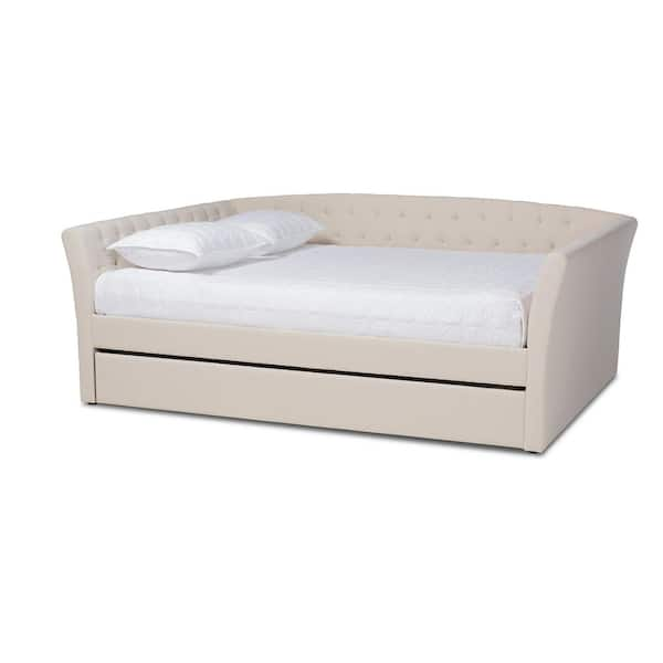 Baxton Studio Delora Beige Full Trundle Daybed 158 9664 HD The