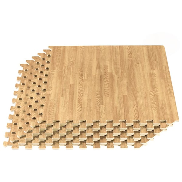 Forest Floor White Oak Wood Grain 24 in. W x 24 in. L x 3/8 in. T Interlocking EVA Foam Gym Flooring Mat (25-Tiles) (100 sq. ft.)