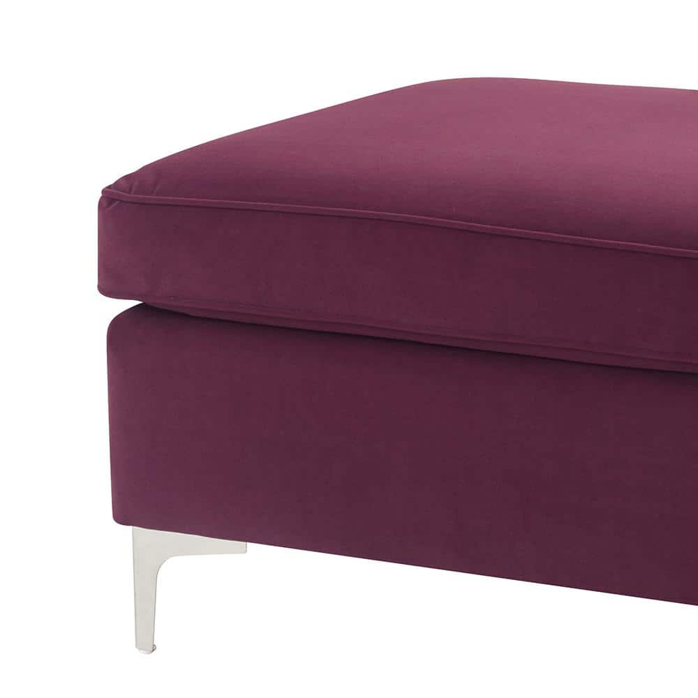 Jaszira Luxurious Burgundy Velvet Tufted Ottoman