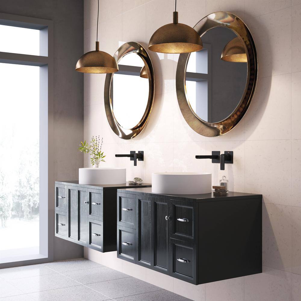 Elevated White Matte Stone 16" Round Vessel Bathroom Sink