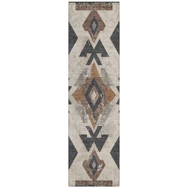 Chantille Machine Washable Indoor/Outdoor Abstract ACN1882 Beige 2 ft. 3 in. x 7 ft. 6 in. Runner Rug