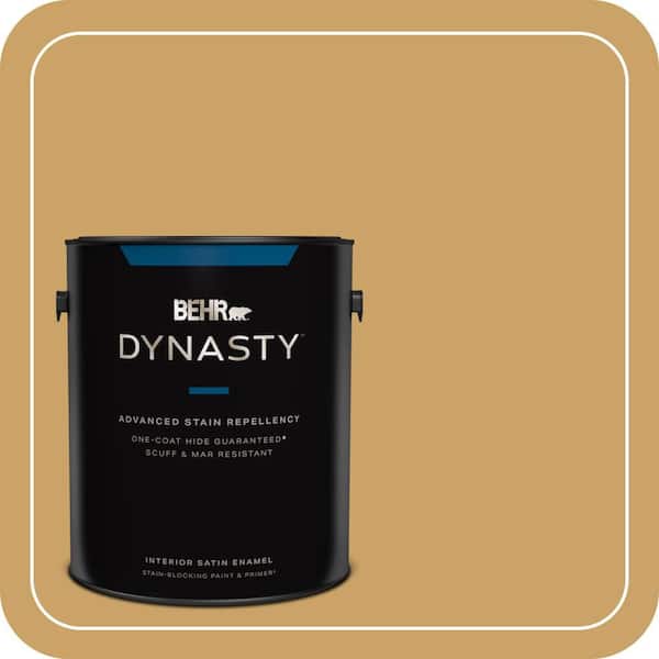 BEHR DYNASTY 1 gal. #PPU6-17 Classic Gold Satin Enamel Interior Stain-Blocking Paint & Primer