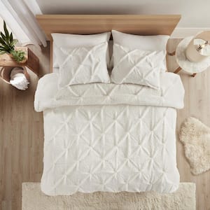 Kate Extra Warmth 3-piece Ivory Full/Queen Pintuck Sherpa Down Alternative Comforter Set