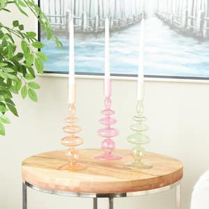 Multi Colored Glass Bubble Inspired Candle Holder (Set of 3)