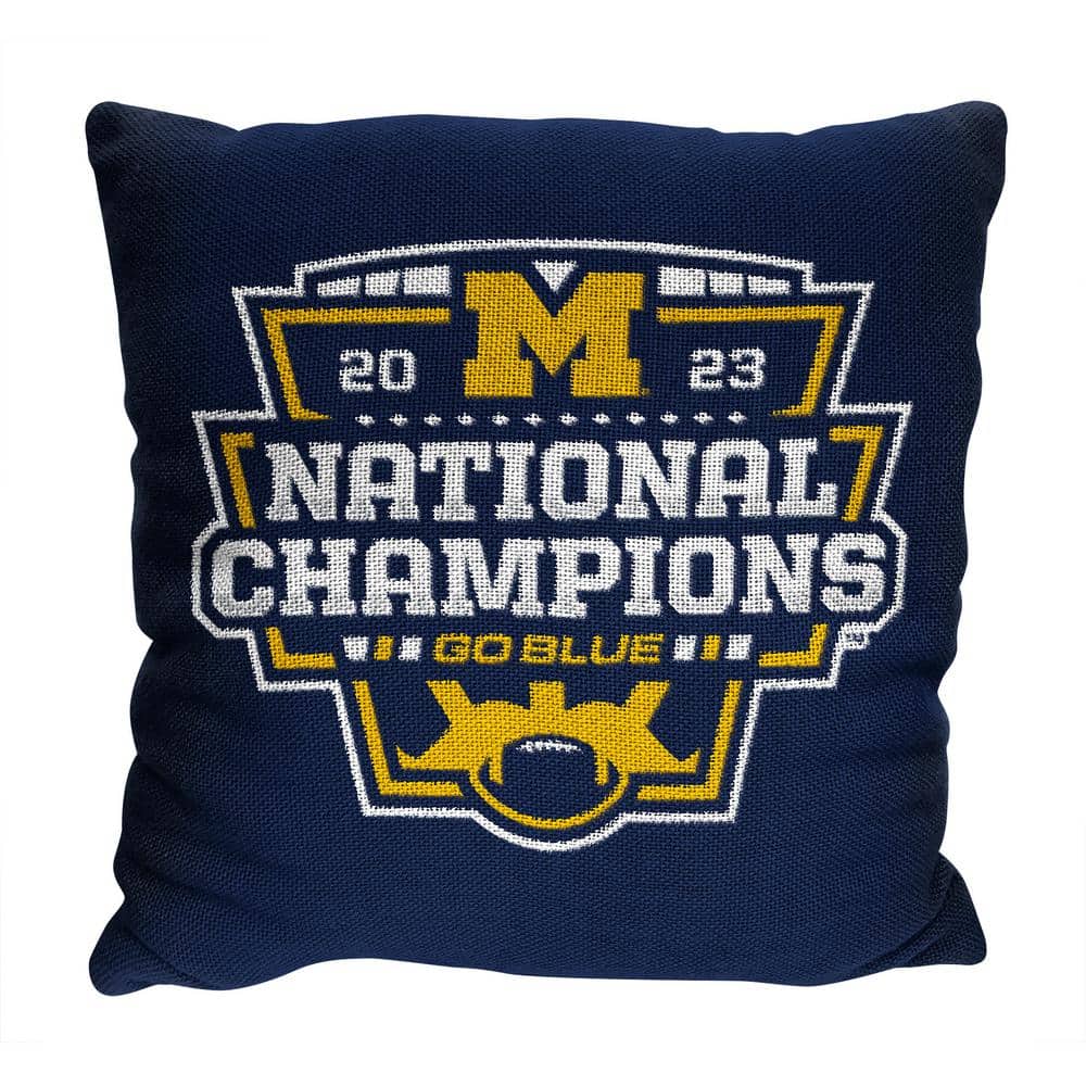 Michigan Wolverines 2023 National Champions Navy Tapestry Pillow