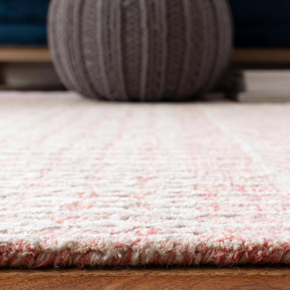 Light Pink Ivory Hand-Tufted Wool Viscose 4' x 6' Rug