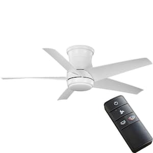 Mena 44 in. White Color Changing Integrated LED Indoor/Outdoor Matte White Hugger Ceiling Fan with Light Kit and Remote