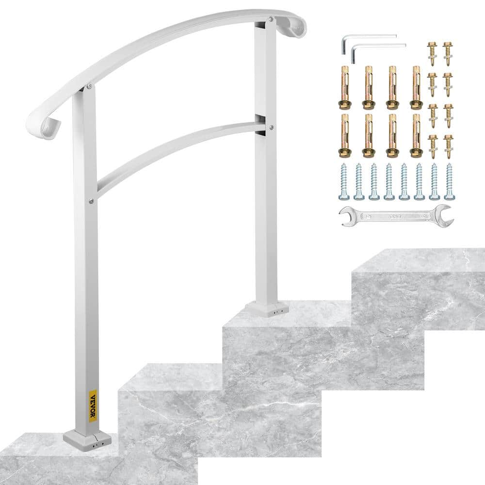 Matte White 3-Step Stainless Steel Outdoor Handrail Kit