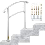 Outdoor Handrails Fits 2 to 3 Steps Matte White Stair Rail Wrought Iron Handrail Hand Rails for Outdoor Step