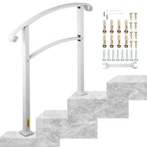3 ft. Handrails for Outdoor Steps Fits 2 or 3 Steps Stair Rail Wrought Iron Handrail, Matte White