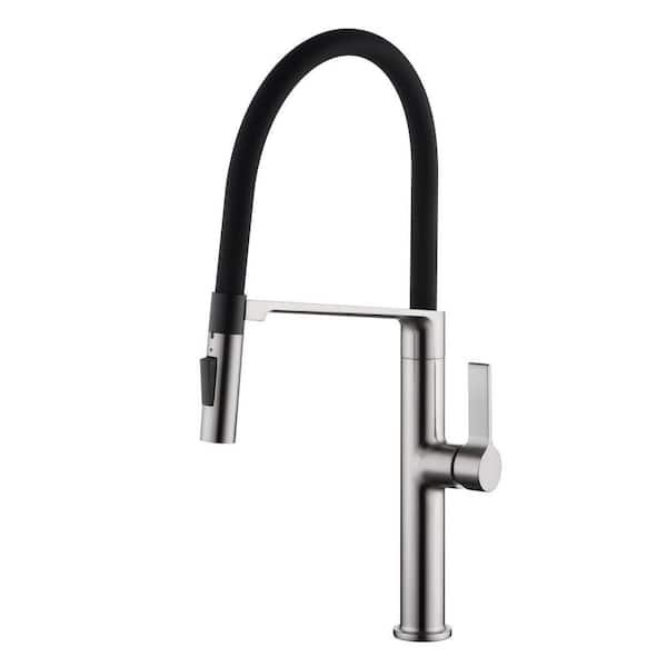 Brushed Nickel 20.1 in. Pull Down Sprayer Kitchen Faucet with 360° Spout Swivel