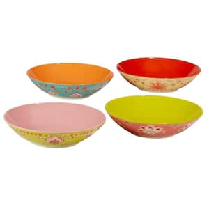 Francesca Soup Bowls 44 fl.oz Assorted Colors Earthenware Bowls (Set of 4)