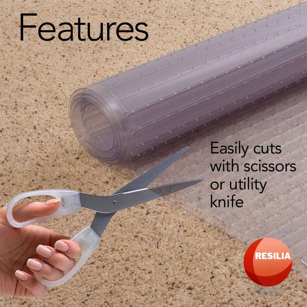 Clear Vinyl Deep-Pile Carpet Protector Mat, 27in x 6ft