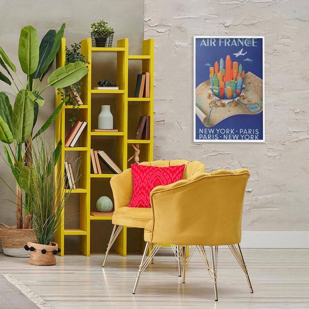 Air France Vintage Travel by Marcus Jules White Framed Typography Giclee Art Print 30 in. x 20 in.