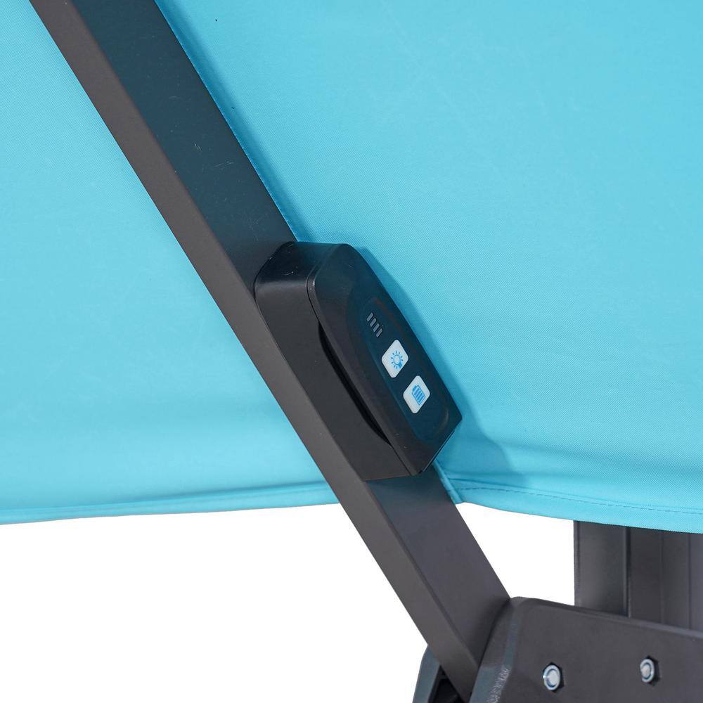 Red 10' Square Cantilever Patio Umbrella with LED Lights