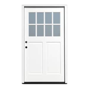 Cottage 42 in. x 80 in. White Right Hand Inswing Clear 8-Lite 2-Panel Painted Wood Prehung Entry Door