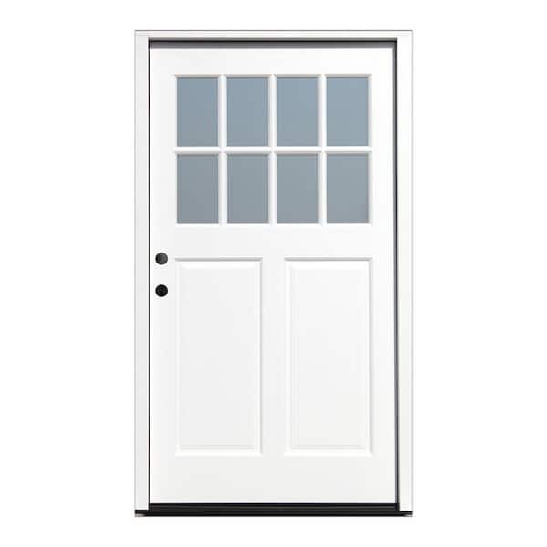 Pacific Entries Cottage 42 in. x 80 in. White Right Hand Inswing Clear 8-Lite 2-Panel Painted Wood Prehung Entry Door