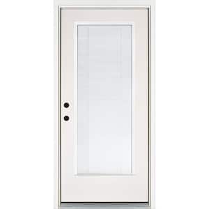 36 in. x 80 in. Smooth White Right-Hand Inswing Full-Lite Blinds Glass Finished Fiberglass Prehung Front Door