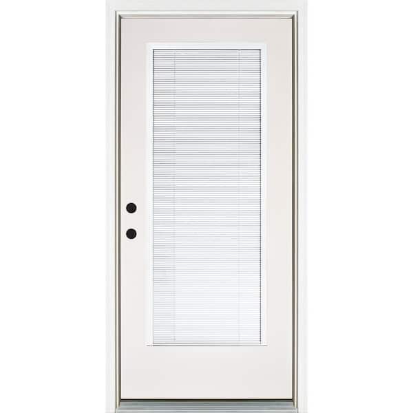 MP Doors 36 in. x 80 in. Smooth White Right-Hand Inswing Full-Lite Blinds Glass Finished Fiberglass Prehung Front Door