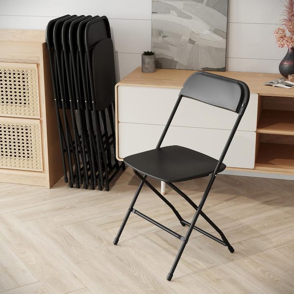 Black plastic seat foldable folding chair hot sale