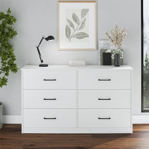 Ameriwood Pearce 54 in. Wide 6-Drawer Dresser, White