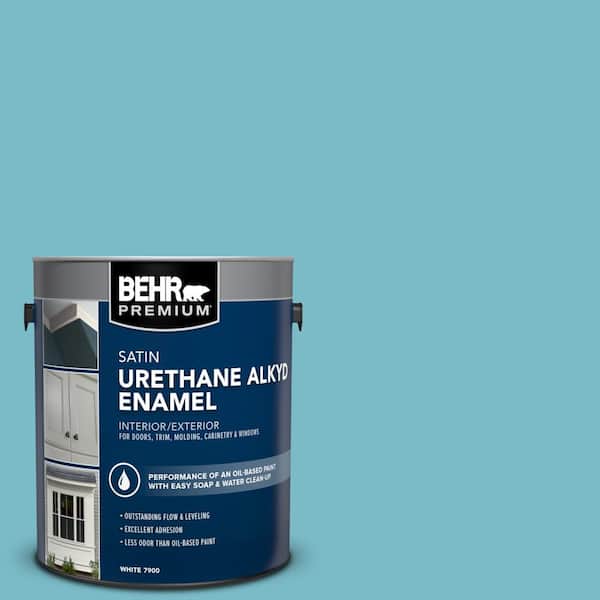 BEHR PREMIUM 1 gal. #M470-4 Azure Lake Urethane Alkyd Satin Enamel Interior/Exterior Paint