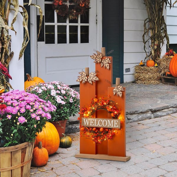 Seasonal Decor Autumn Fall Thanksgiving Themed Window Cling Set 10 Piece Scarecrows and Turkey 