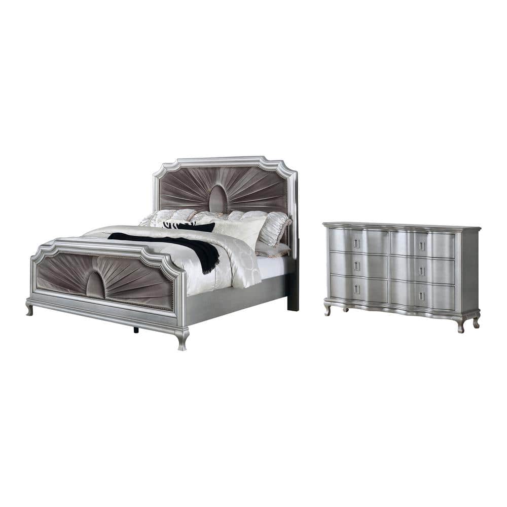 UPC 193578285389 - 2pc Queen Bentlee Bed and Dresser Set Silver/Warm ...