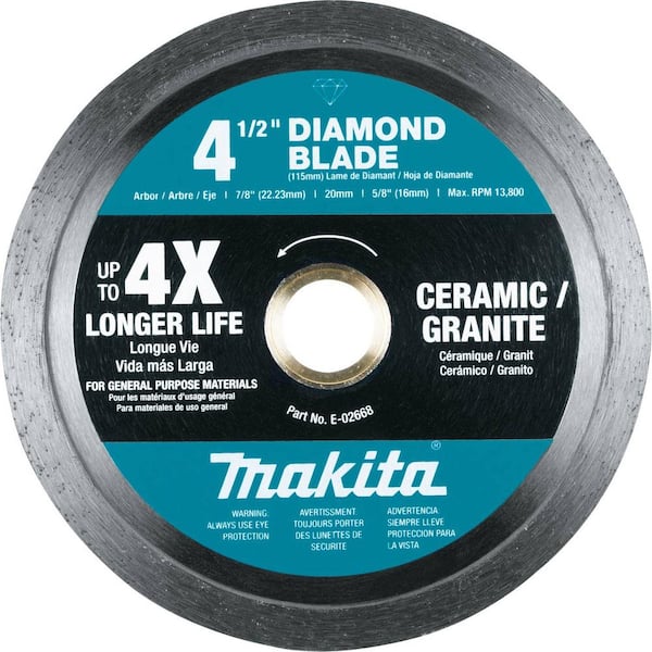 Makita 4-1/2 in. General Purpose, Continuous Rim, Diamond Blade