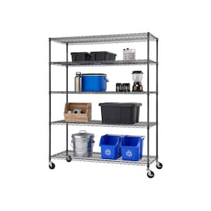 PRO Black 5-Tier Rolling Steel Wire Garage Storage Shelving Unit (60 in. W x 72 in. H x 24 in. D)