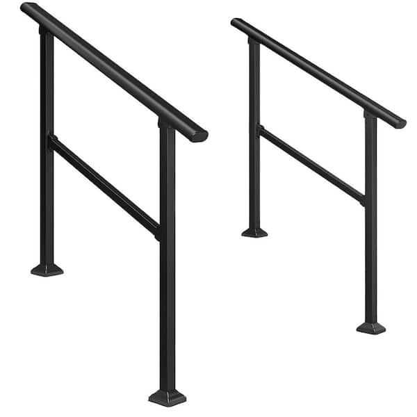 Afoxsos 3 Step Metal Handrails for Outdoor Steps Safety Stair Railing Kit Adjustable Ergonomic Design Easy to Install 2 Pack