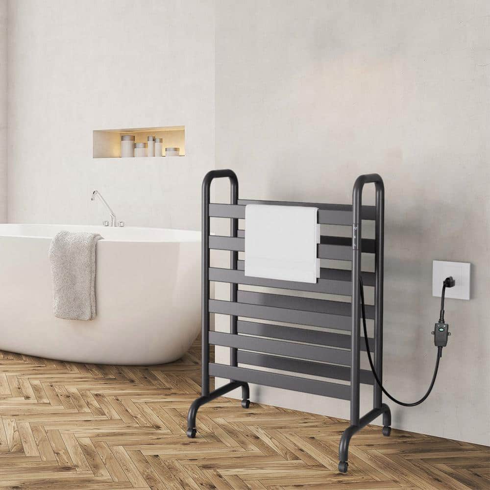 12-Bar Freestanding Double-Deck Electric Plug-in Towel Warmer Heated Towel 